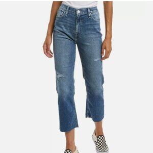 HUDSON Women's Size 25 Oceanview Remi High Rise Straight Cropped Raw‎ Hem Jeans